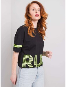 Fashionhunters Černé bavlněné tričko s nápisem