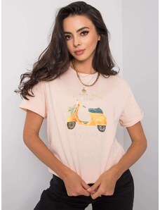 Fashionhunters Bavlněné tričko s lososovým potiskem