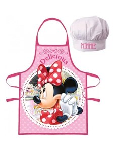 EUROSWAN Dívčí / detská zástěra s kuchařskou čepicí Minnie Mouse - Disney - motiv Delicious - pro děti 3 - 8 let