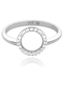MINET Stříbrný prsten KROUŽEK s bílými zirkony vel. 61 JMAN0140SR61