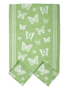 Tegatex Utěrka bavlna 3 ks - s motýlky zelená 50*70 cm