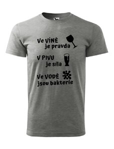 Fenomeno Pánské tričko Víno Pivo Voda - šedé