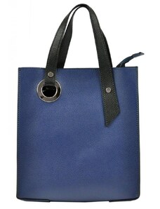 ELOAS Kožená modrá obdélníková dámská kabelka do ruky