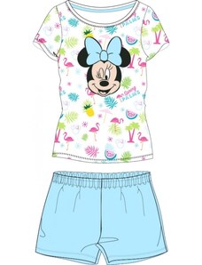 E plus M Letní dívčí bavlněné pyžamo s krátkým rukávem Minnie Mouse - modré