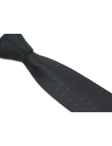 Angelo di Monti Pánská kravata černá s modrými puntíky