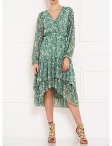 Glamorous by Glam Dámské asymetrické šaty s květy - zelená