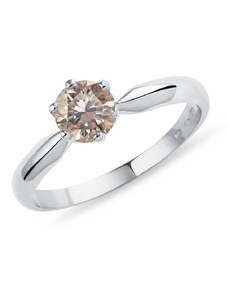 Prsten s 0,5ct champagne diamantem v bílém zlatě KLENOTA K0191252
