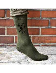 C.I.T Pánské ponožky C.I.T MYSLIVECKÉ, khaki zelené, vysoké-42