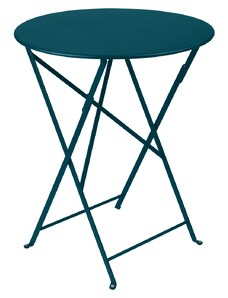 Modrý kovový skládací stůl Fermob Bistro+ Ø 60 cm