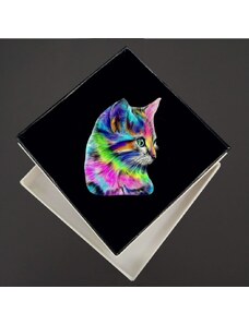 AMADEA Dřevěná brož barevná hlava kočky, 5x3,5 cm