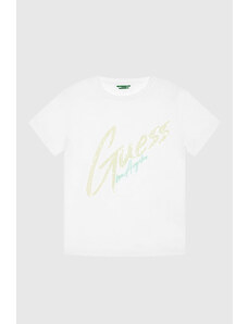 Outlet GUESS Dívčí tričko s krátkým rukávem GUESS, bílé s glitry