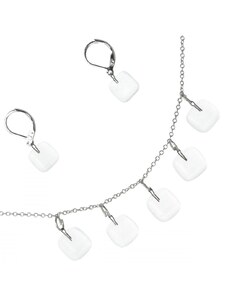 WAGA - Souprava skleněných šperků čirá DOTS náhrdelník + náušnice SOU0502