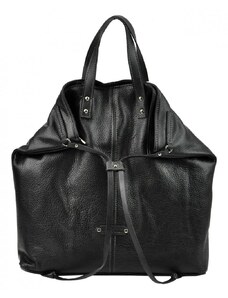 Barebag Pierre Cardin Kožená velká dámská kabelka do ruky / batoh černá