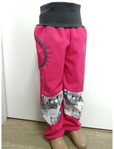 Softshelové kalhoty - růžová - kočičky