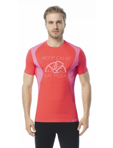 Pánské funkční tričko s krátkým rukávem IRON-IC - Keep Calm & Eat Pizza - červená