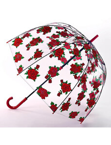 Fulton dámský průhledný holový deštník Birdcage 2 TATOO ROSE L042