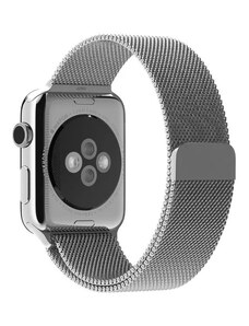 Crested Milánský tah s magnetickým zapínáním pro Apple Watch 42, 44 a 45 mm stříbrný