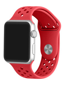 Crested Červený silikonový řemínek s odvětrávacími otvory pro Apple Watch 42, 44 a 45 mm