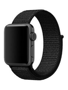 Crested Černý provlékací řemínek na suchý zip pro Apple Watch 42, 44 a 45 mm