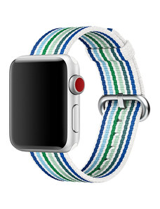 Crested Modře proužkovaný tkaný nylonový řemínek pro Apple Watch 42, 44 a 45 mm