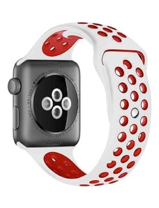 Crested Bíločervený silikonový řemínek pro Apple Watch 42, 44 a 45 mm