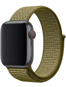 Crested Olivový provlékací řemínek na suchý zip pro Apple Watch 42, 44 a 45 mm