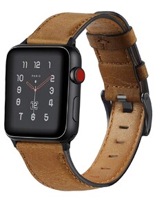 Crested Retro kožený řemínek pro Apple Watch 42, 44 a 45 mm s klasickou ocelovou přezkou hnědý