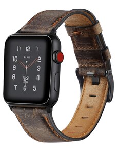 Crested Retro kožený řemínek pro Apple Watch 38, 40 a 41 mm s klasickou ocelovou přezkou tmavě hnědý