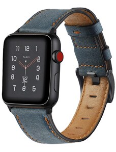 Crested Retro kožený řemínek pro Apple Watch 38, 40 a 41 mm s klasickou ocelovou přezkou modrý