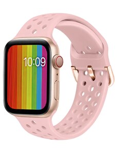 Crested Silikonový řemínek s odvětrávacími otvory a přezkou pro Apple Watch 42, 44 a 45 mm růžový