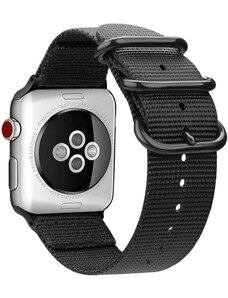 Crested Tkaný nylonový řemínek s trojitou přezkou pro Apple Watch 42, 44 a 45 mm černý