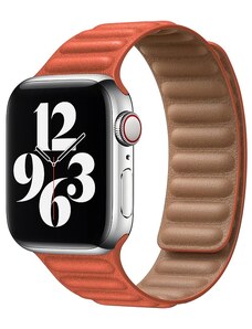 Crested Kožený řemínek s magnetickým zapínáním pro Apple Watch 42, 44 a 45 mm 2. generace oranžový