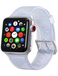 Crested Třpytivý silikonový řemínek pro Apple Watch 38, 40 a 41 mm stříbrný