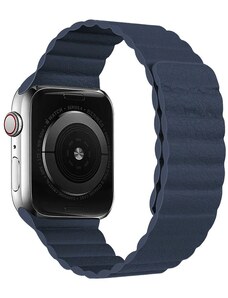 Crested Kožený řemínek s magnetickým zapínáním pro Apple Watch 42, 44 a 45 mm modrý