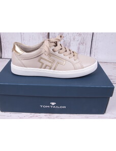 Obuv tenisky Tom Tailor sneakers barva bílá káva se zlatými detaily