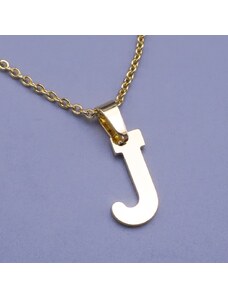 Pfleger Moderní přívěsek ve tvaru písmena "J" z pozlacené chirurgické oceli