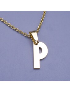 Pfleger Moderní přívěsek ve tvaru písmena "P" z pozlacené chirurgické oceli