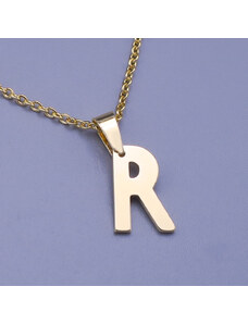 Pfleger Moderní přívěsek ve tvaru písmena "R" z pozlacené chirurgické oceli