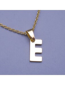 Pfleger Moderní přívěsek ve tvaru písmena "E" z pozlacené chirurgické oceli