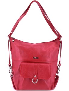 Dámská kožená kabelka a batoh v jednom Juice - červená