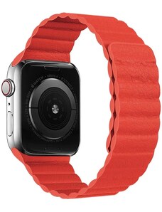 Crested Kožený řemínek s magnetickým zapínáním pro Apple Watch 38, 40 a 41 mm červený