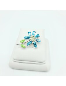 SkloBižuterie-F Brož Květina modrá