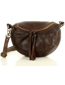 Marco Mazzini handmade Dámská kožená crossbody kabelka Mazzini MM61 tmave hnědá