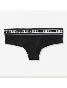 Victoria's Secret PINK černé brazilské kalhotky s logem na gumě