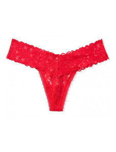 Victoria's Secret luxusní Lipstick Red celokrajková tanga Floral Lace Thong Panty