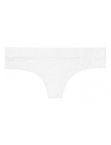 PINK Victoria's Secret bílá krajková tanga Logo Waist Thong Panty
