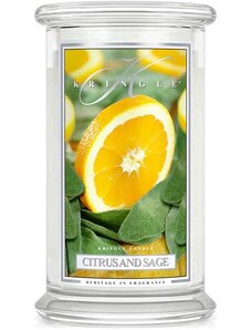 Kringle Candle – vonná svíčka Citrus and Sage (Citrusy a šalvěj), 624 g