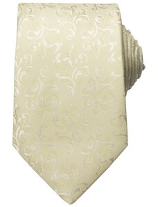 Quentino Béžová pánská kravata s vyšitými ornamenty