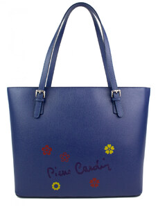 PIERRE CARDIN Francouzská kožená shopper kabelka Grace Modrá