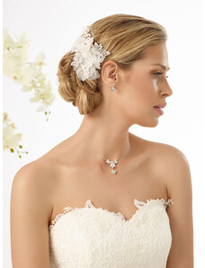 StudioAgnes Svatební hřebínek do vlasů z květin, krystalů a perel 4602